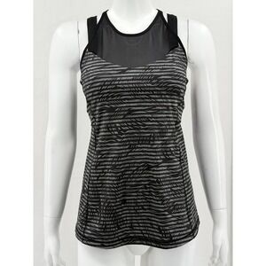 Lululemon Top Womens 8 Running In The City Tank Stripe Play Slate Black Athletic
